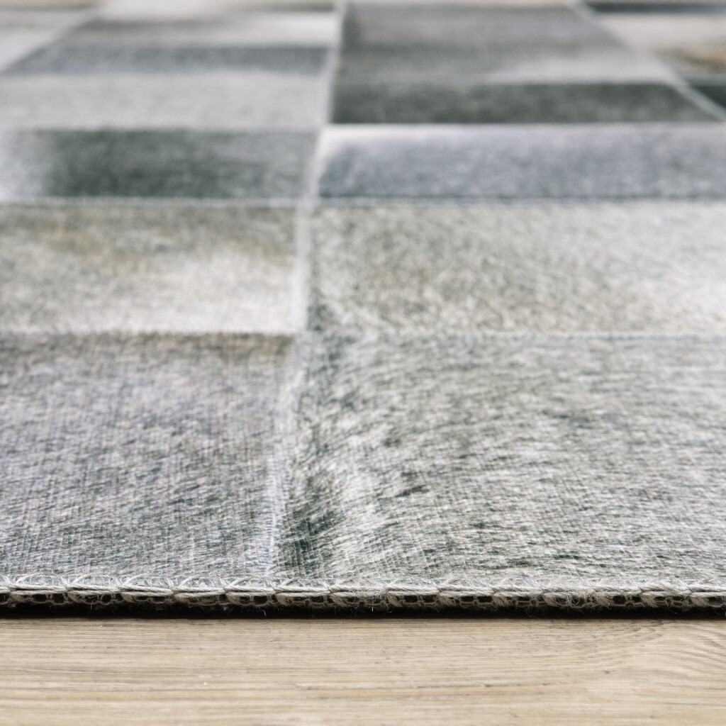 5 X 7 grey charcoal Brown And Beige geometric Power Loom Stain Resistant Area Rug