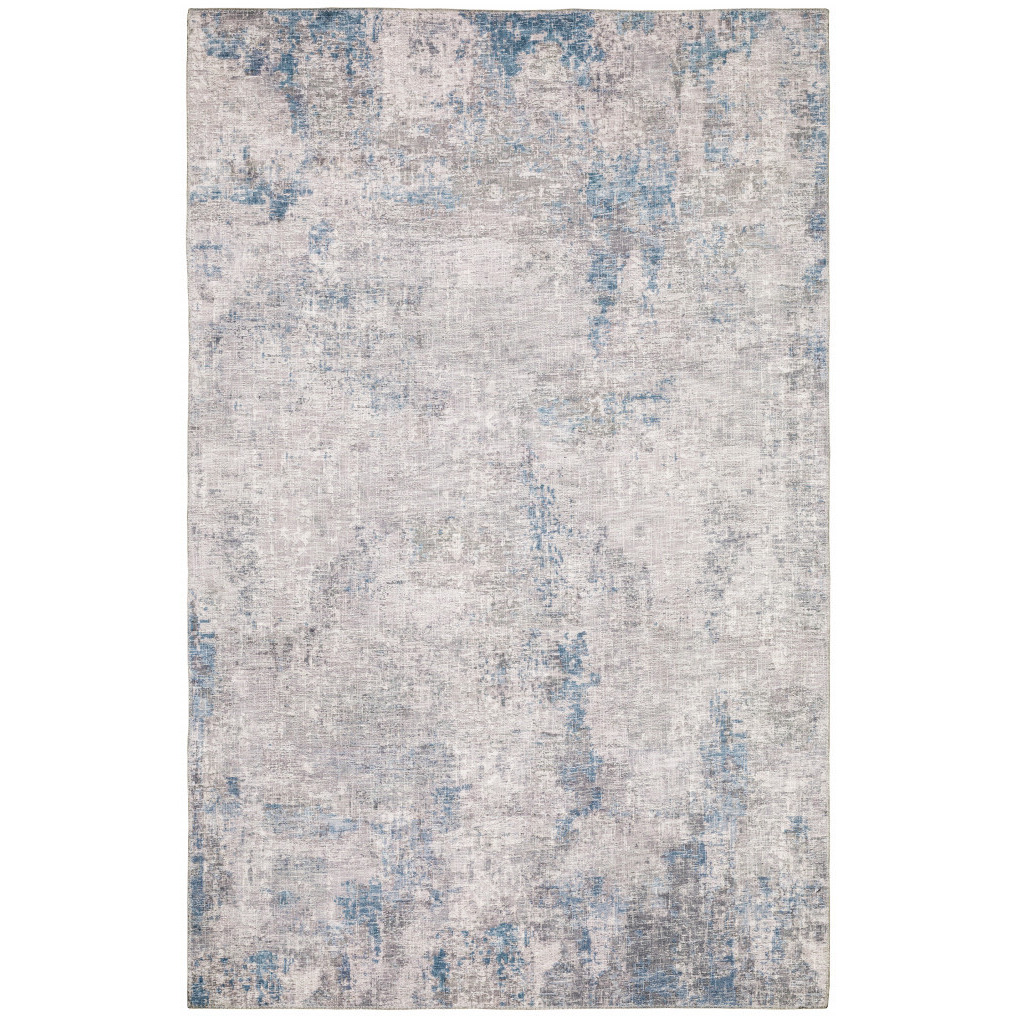 5 X 7 grey And Blue Abstract Power Loom Stain Resistant Area Rug