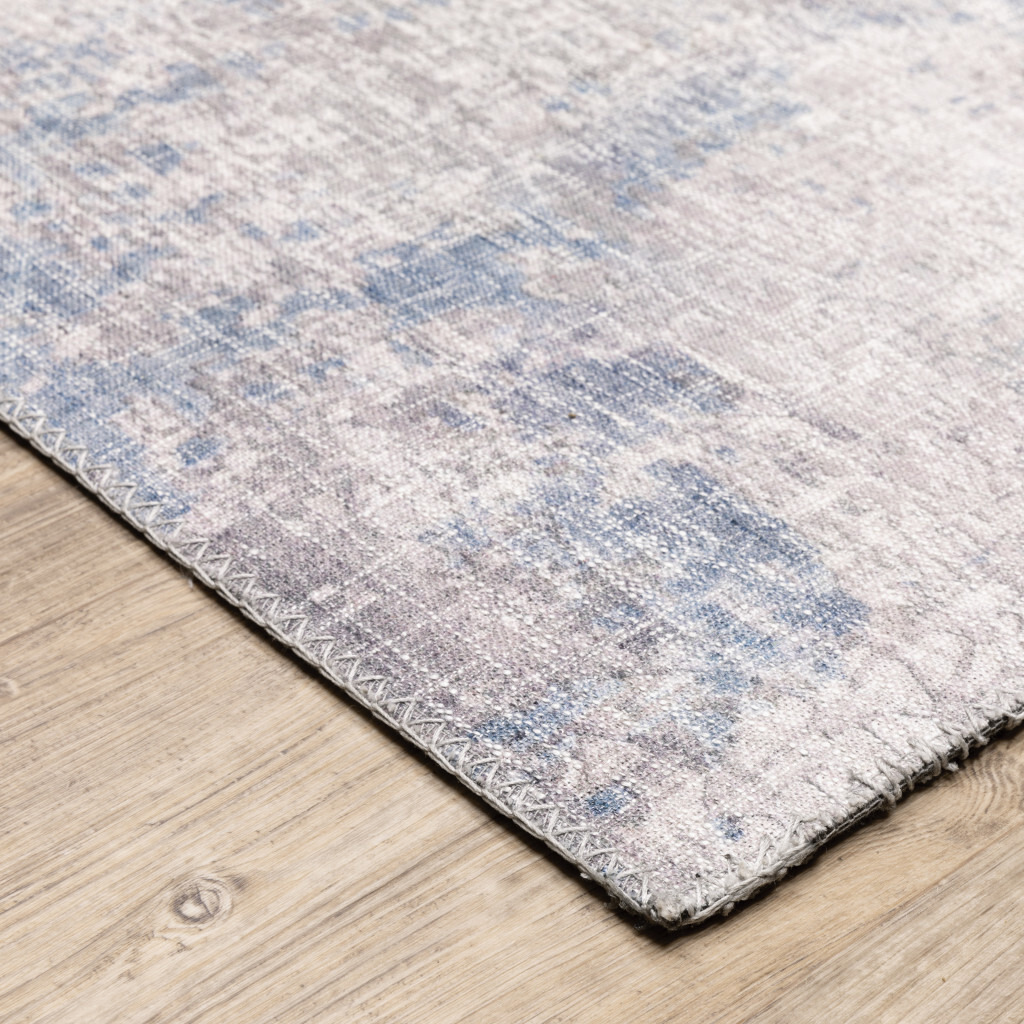 5 X 7 grey And Blue Abstract Power Loom Stain Resistant Area Rug