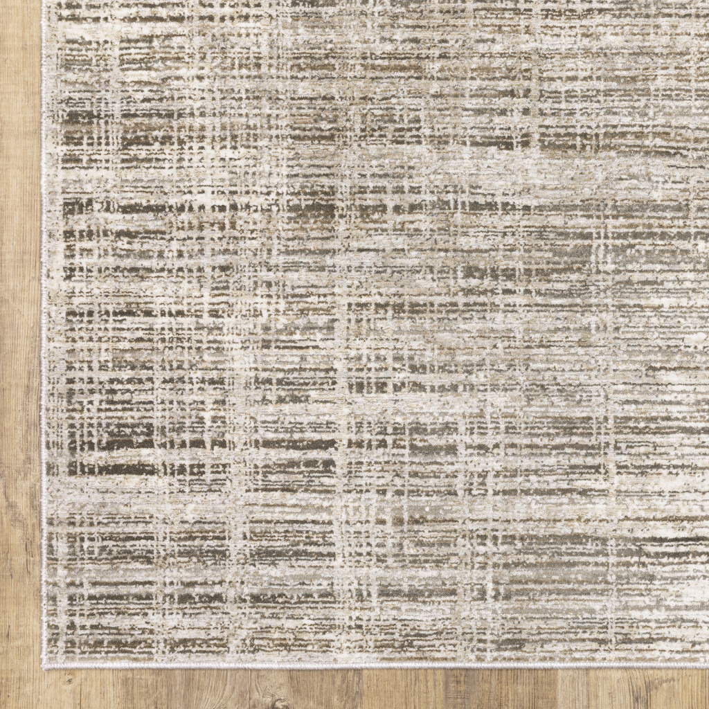3 X 5 Beige grey Ivory Tan And Brown Abstract Power Loom Stain Resistant Area Rug