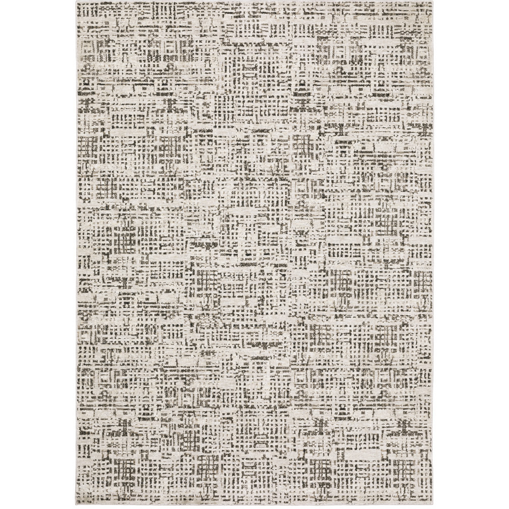3 X 5 Ivory grey charcoal Brown And Beige Abstract Power Loom Stain Resistant Area Rug