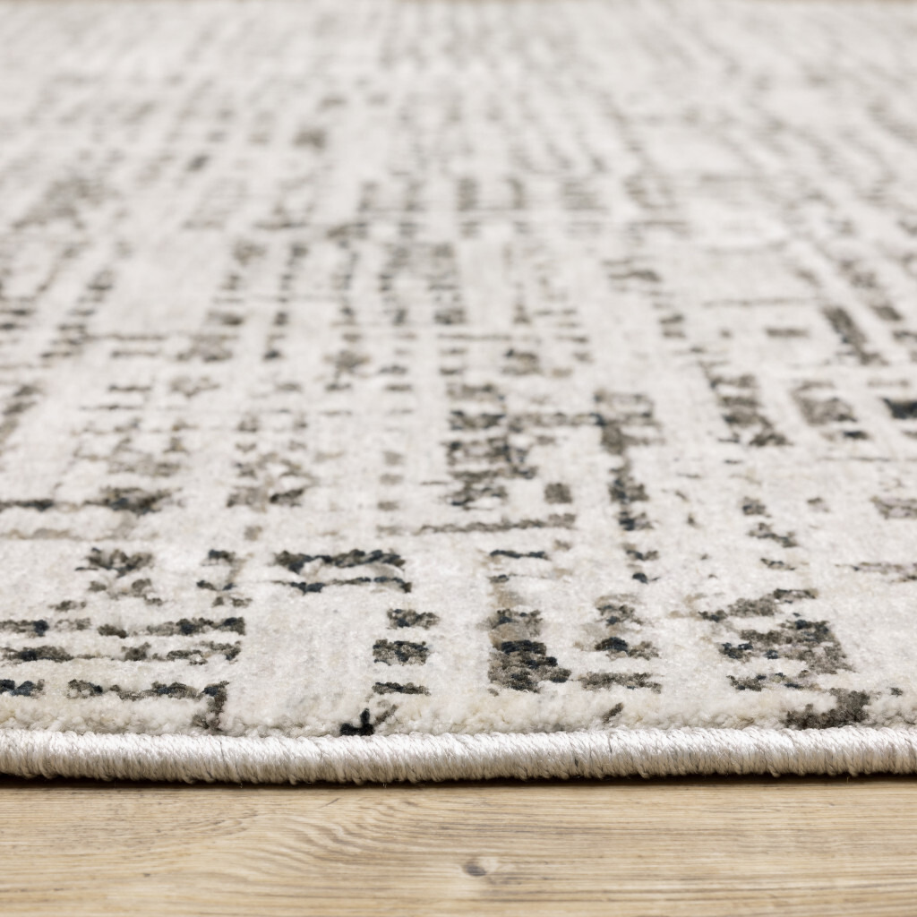 3 X 5 Ivory grey charcoal Brown And Beige Abstract Power Loom Stain Resistant Area Rug