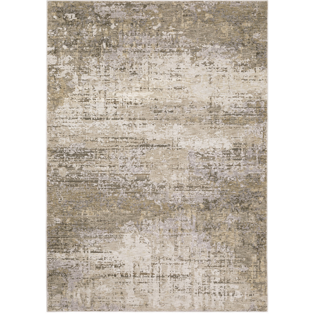 3 X 5 Beige grey Ivory Tan And Brown Abstract Power Loom Stain Resistant Area Rug