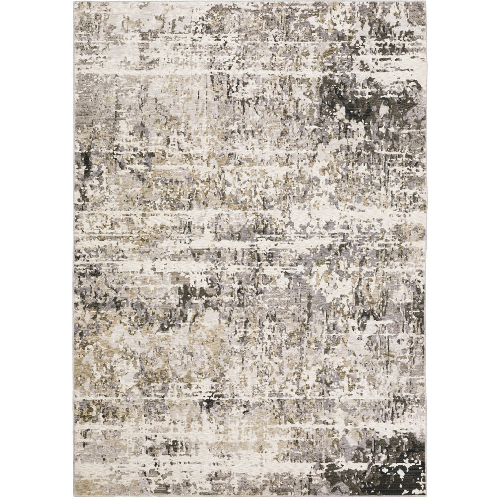 3 X 5 grey Ivory Beige charcoal Black Tan And Brown Abstract Power Loom Stain Resistant Area Rug