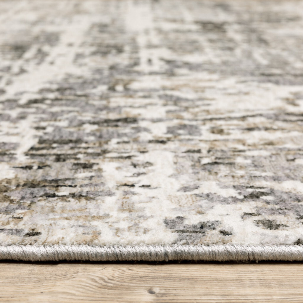 3 X 5 grey Ivory Beige charcoal Black Tan And Brown Abstract Power Loom Stain Resistant Area Rug