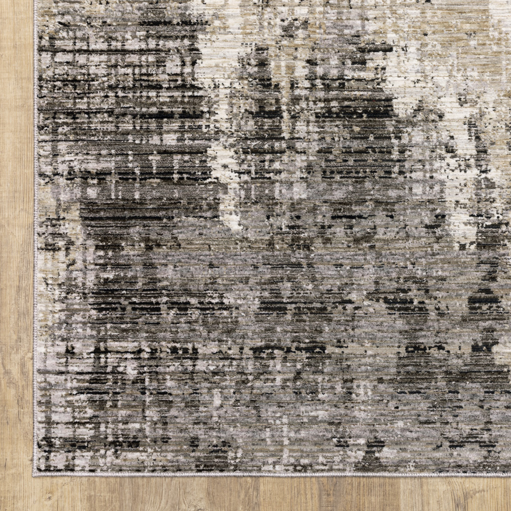 5 X 8 grey Beige charcoal Brown Tan And Ivory Abstract Power Loom Stain Resistant Area Rug