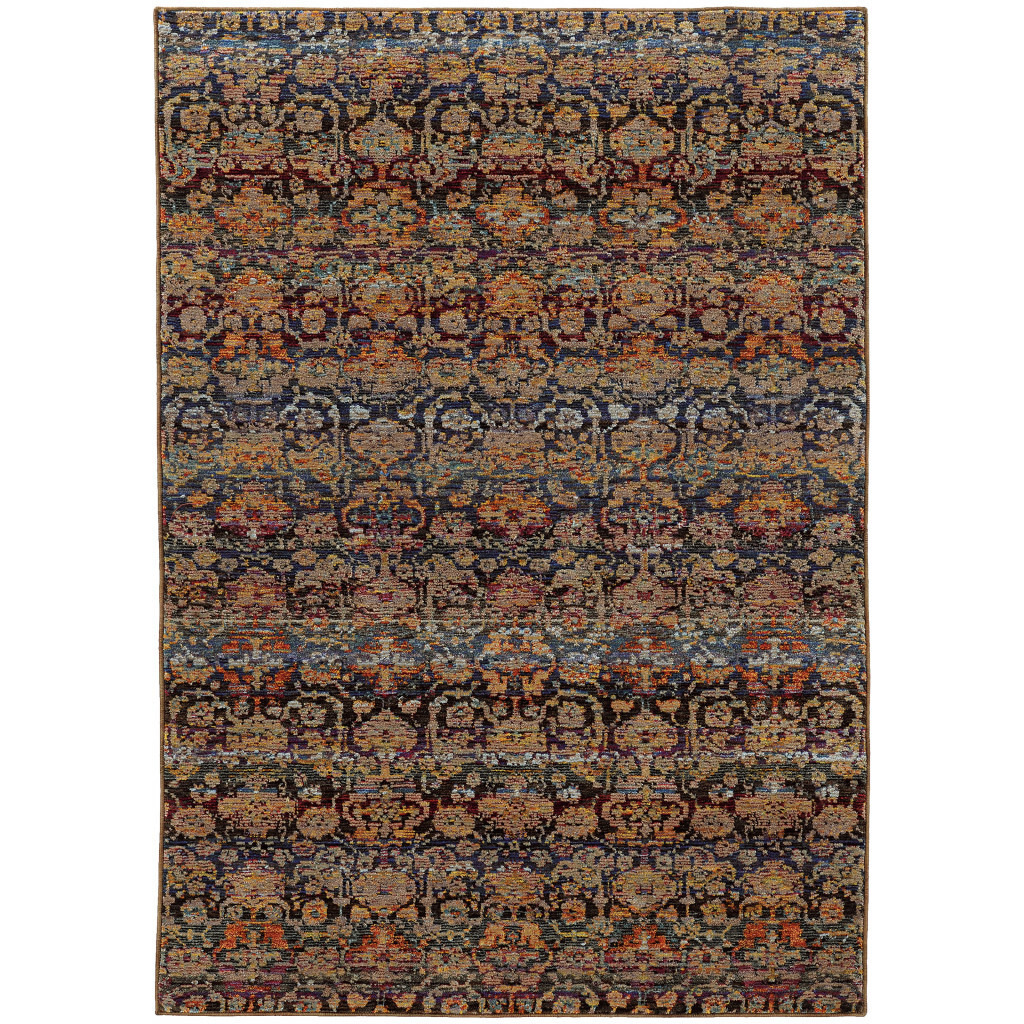 2 X 3 Multi And Blue Abstract Power Loom Stain Resistant Area Rug