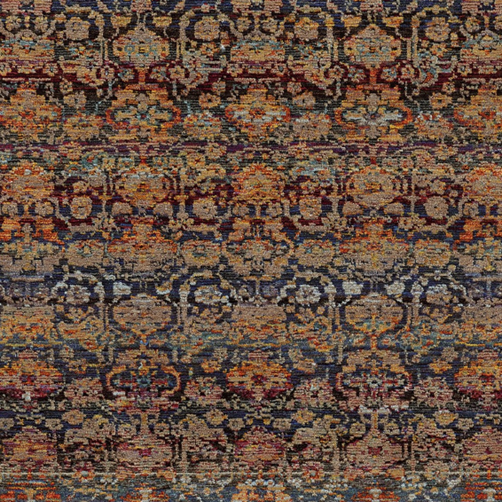 5 X 7 Multi And Blue Abstract Power Loom Stain Resistant Area Rug