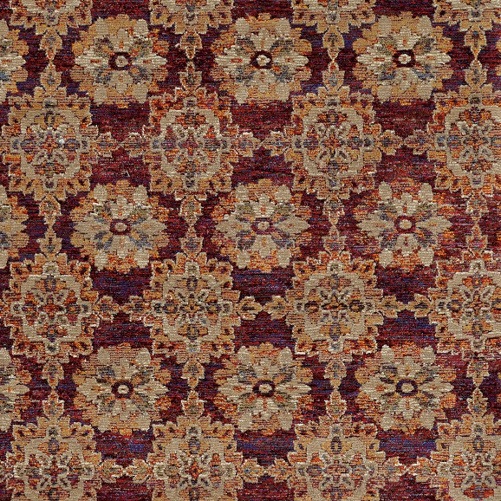 2 X 3 Red And gold Oriental Power Loom Stain Resistant Area Rug