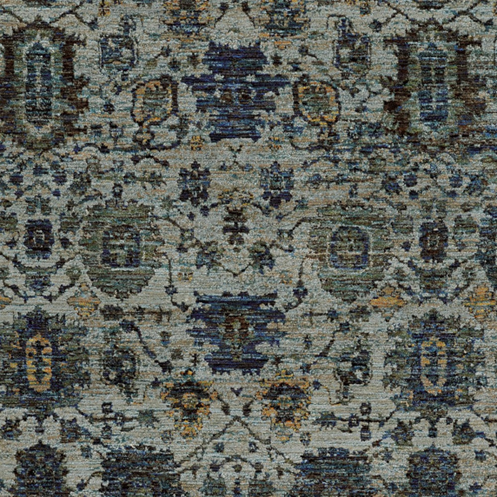 2 X 3 Blue And Navy Oriental Power Loom Stain Resistant Area Rug