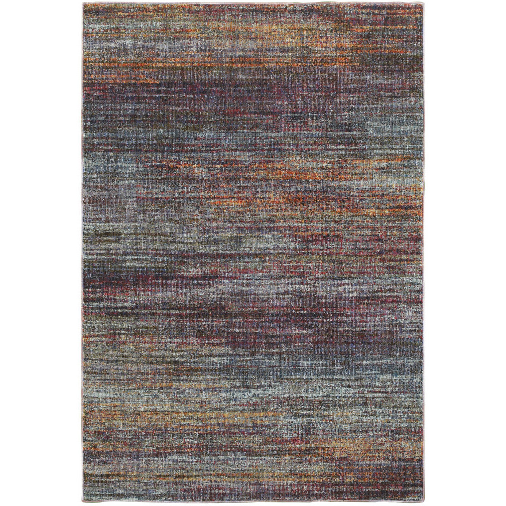 2 X 3 Blue grey gold Purple And Teal Abstract Power Loom Stain Resistant Area Rug