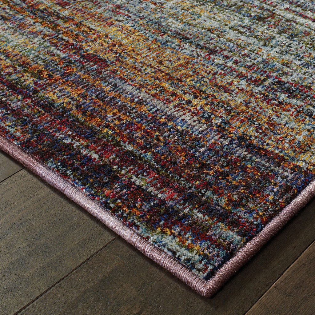 2 X 3 Blue grey gold Purple And Teal Abstract Power Loom Stain Resistant Area Rug