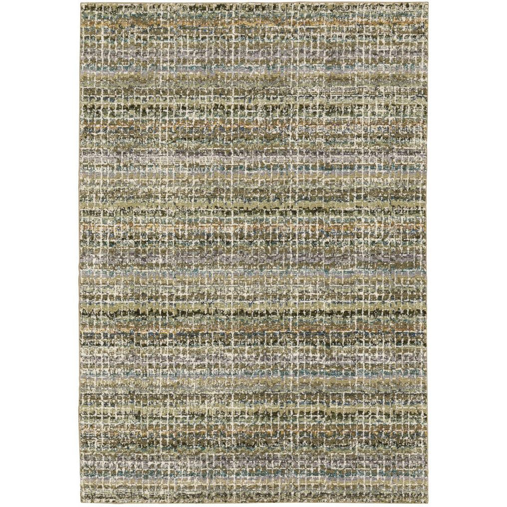5 X 7 green green grey And Purple Abstract Power Loom Stain Resistant Area Rug
