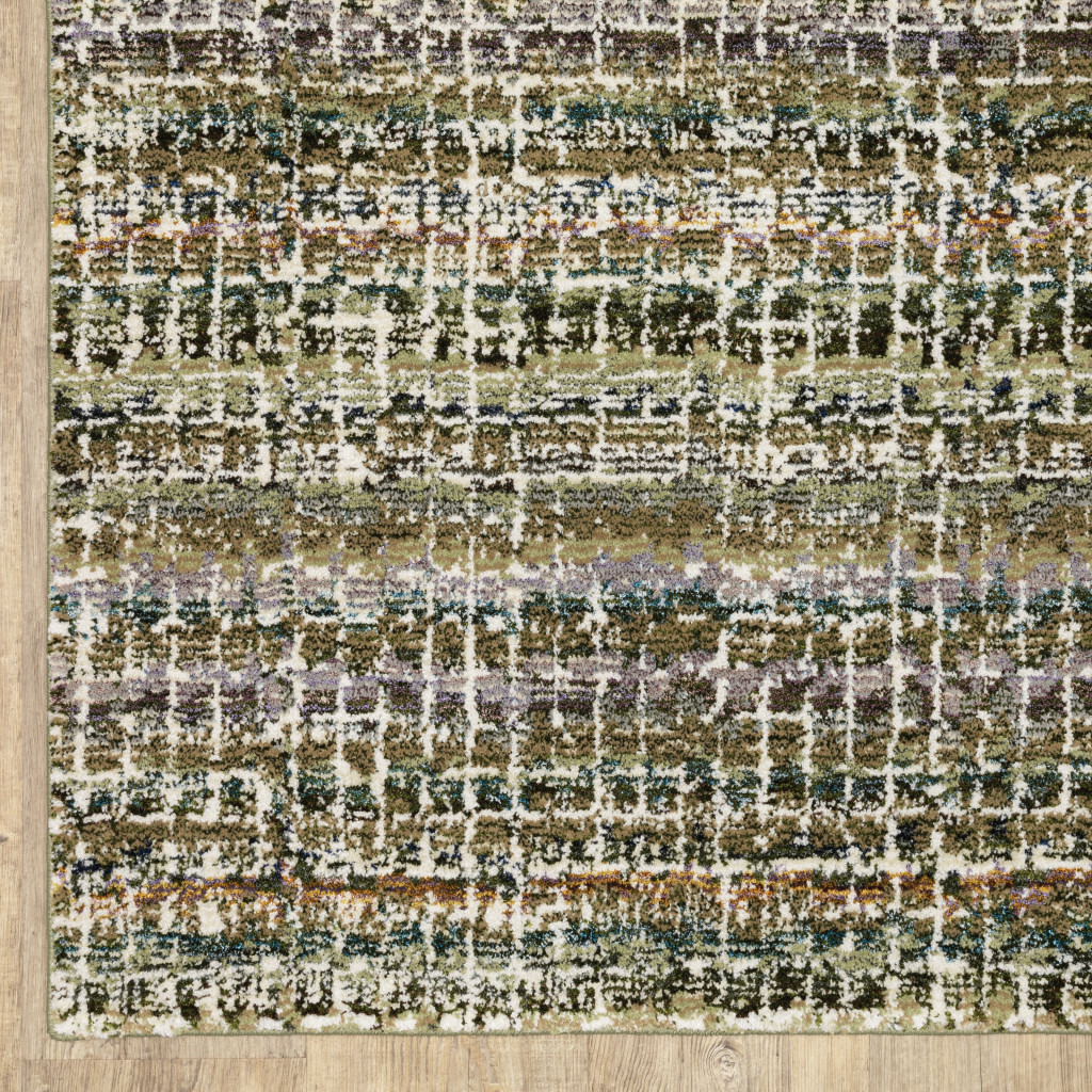 5 X 7 green green grey And Purple Abstract Power Loom Stain Resistant Area Rug