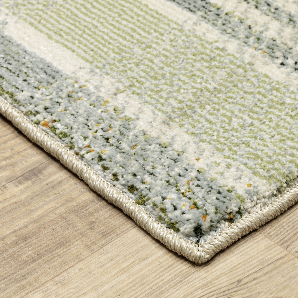 3 X 5 green grey And Ivory geometric Power Loom Stain Resistant Area Rug