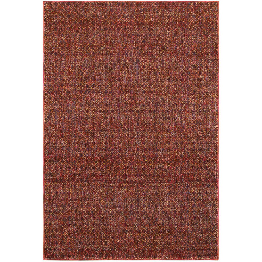 2 X 3 Red gold And Blue geometric Power Loom Stain Resistant Area Rug