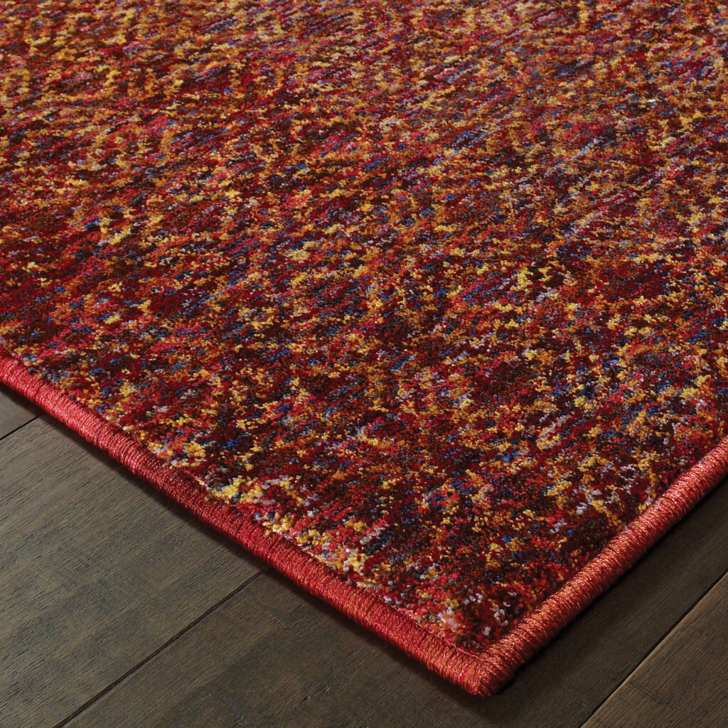 2 X 3 Red gold And Blue geometric Power Loom Stain Resistant Area Rug