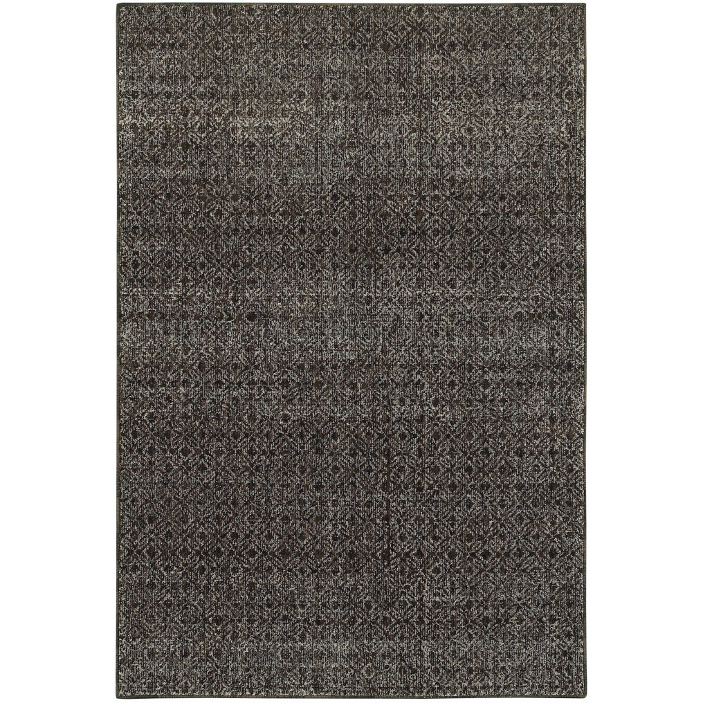 2 X 3 charcoal grey And Brown geometric Power Loom Stain Resistant Area Rug