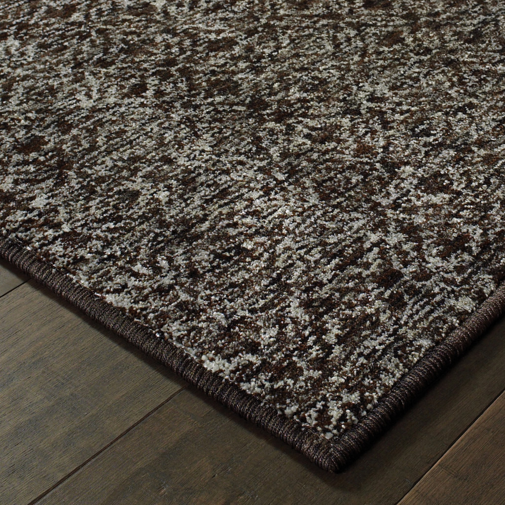 2 X 3 charcoal grey And Brown geometric Power Loom Stain Resistant Area Rug