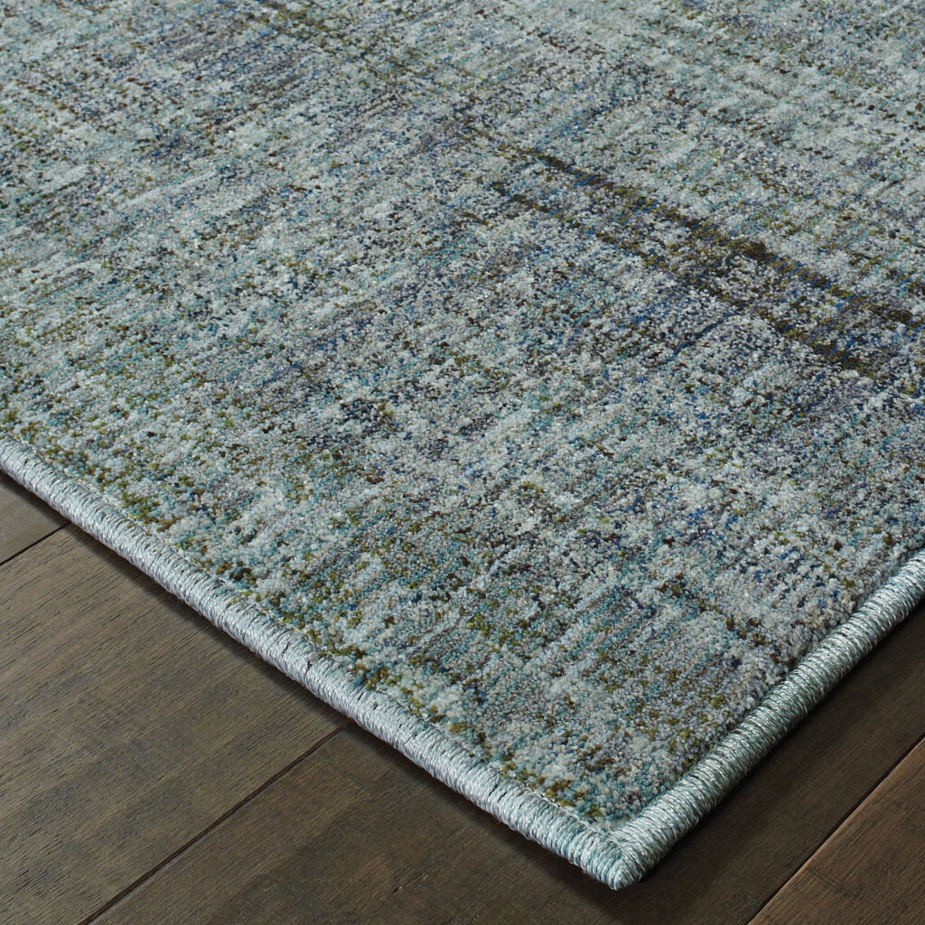 2 X 3 Blue grey Silver And green Power Loom Stain Resistant Area Rug