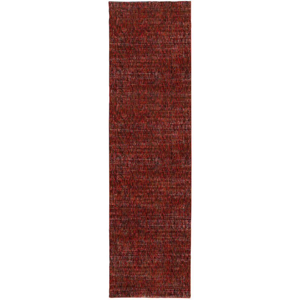 2 X 8 Red grey Deep And charcoal Power Loom Stain Resistant Runner Rug
