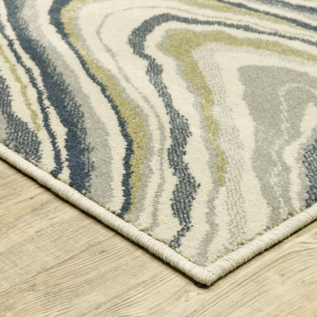 2 X 8 gray And Ivory Abstract Power Loom Runner Rug