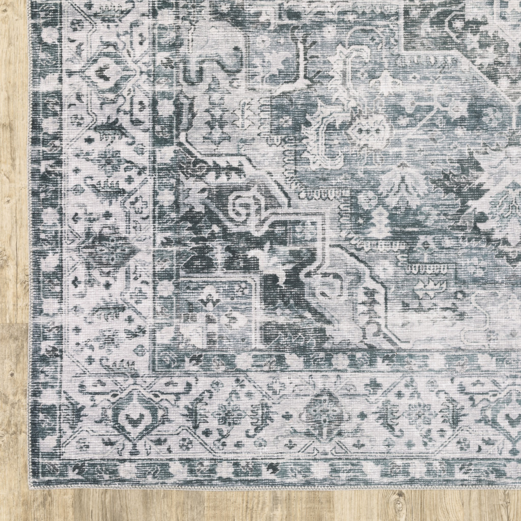 2 X 3 gray And Ivory Oriental Printed Non Skid Area Rug