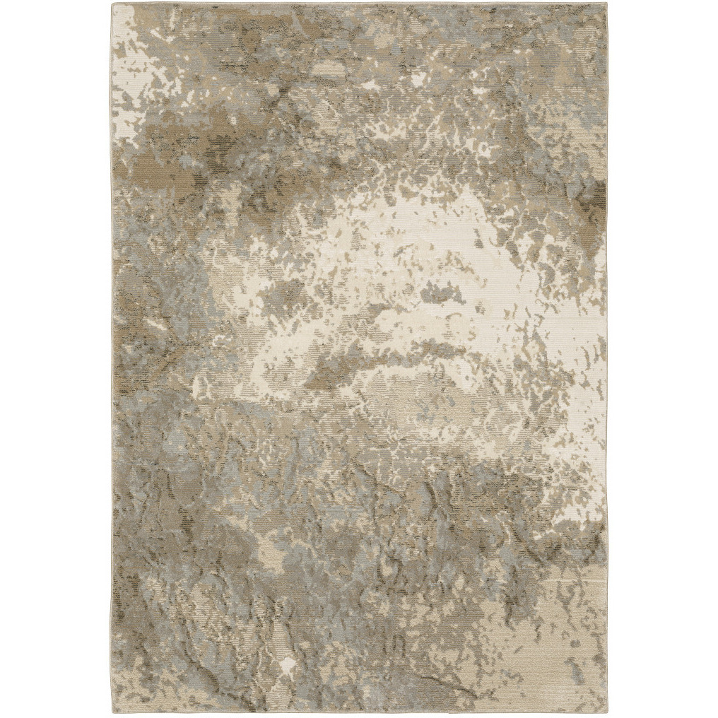 3 X 5 grey Beige And Ivory Abstract Power Loom Stain Resistant Area Rug