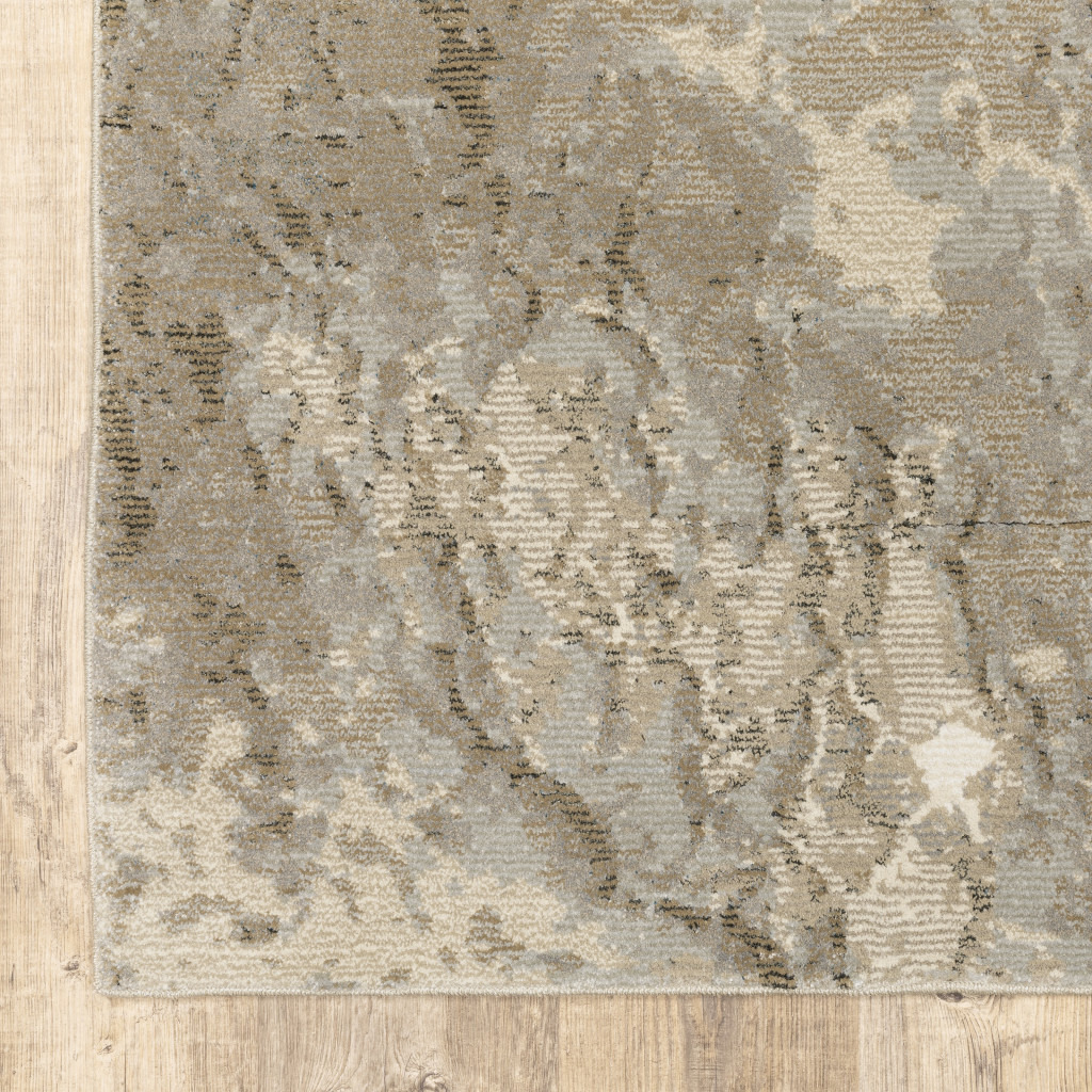 3 X 5 grey Beige And Ivory Abstract Power Loom Stain Resistant Area Rug