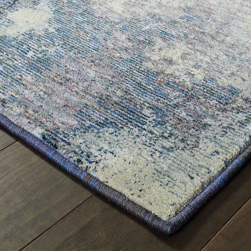 3 X 5 Navy And Ivory Abstract Power Loom Stain Resistant Area Rug