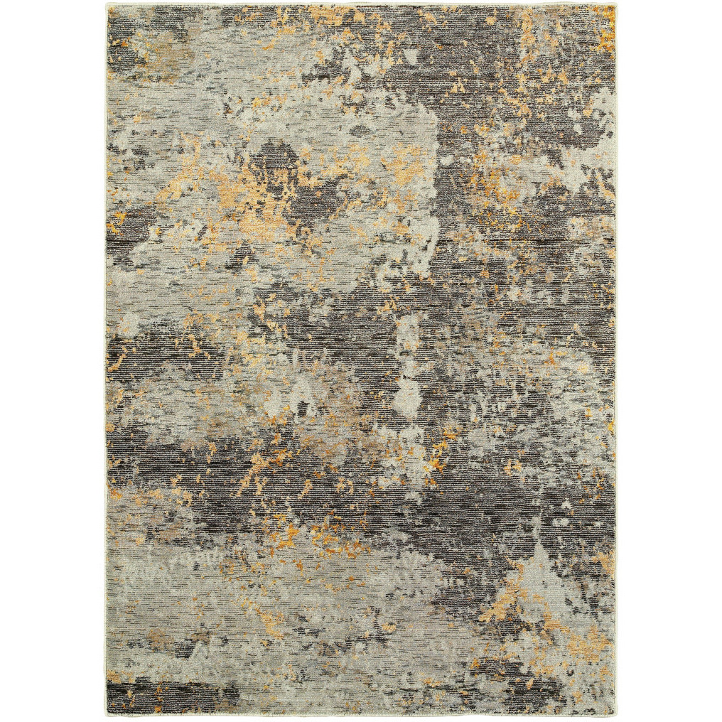 2 X 3 grey And gold Abstract Power Loom Stain Resistant Area Rug