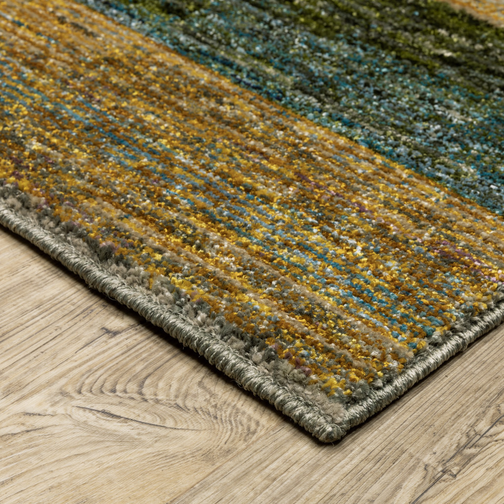 3 X 5 Purple Blue Teal gold green Red And Pink geometric Power Loom Stain Resistant Area Rug