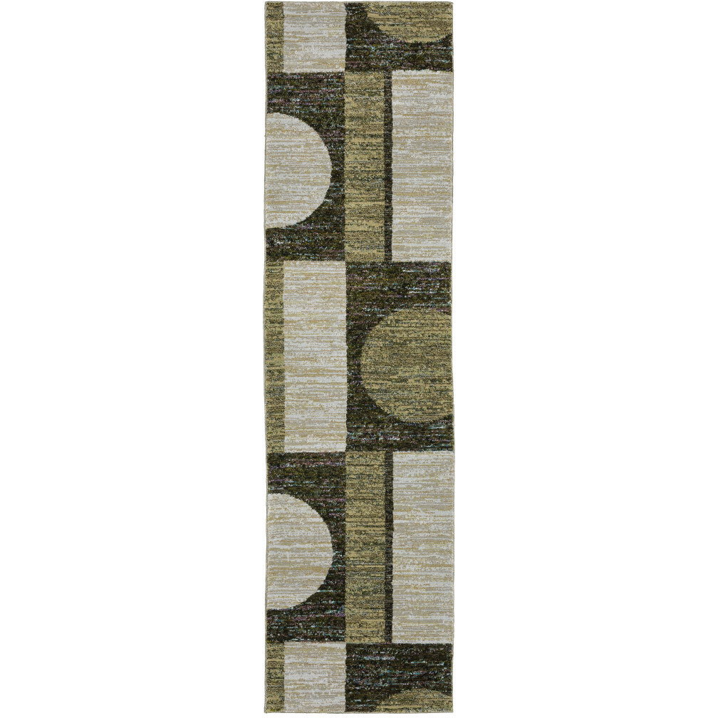 2 X 8 gold green charcoal Teal Blue Purple grey And Beige geometric Power Loom Stain Resistant Runner Rug