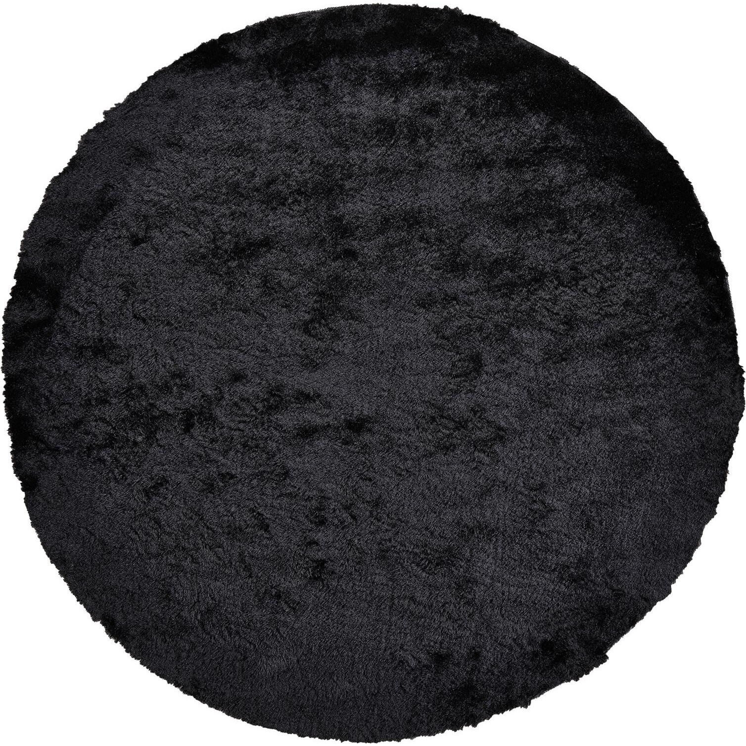 8 Black Round Shag Tufted Handmade Area Rug