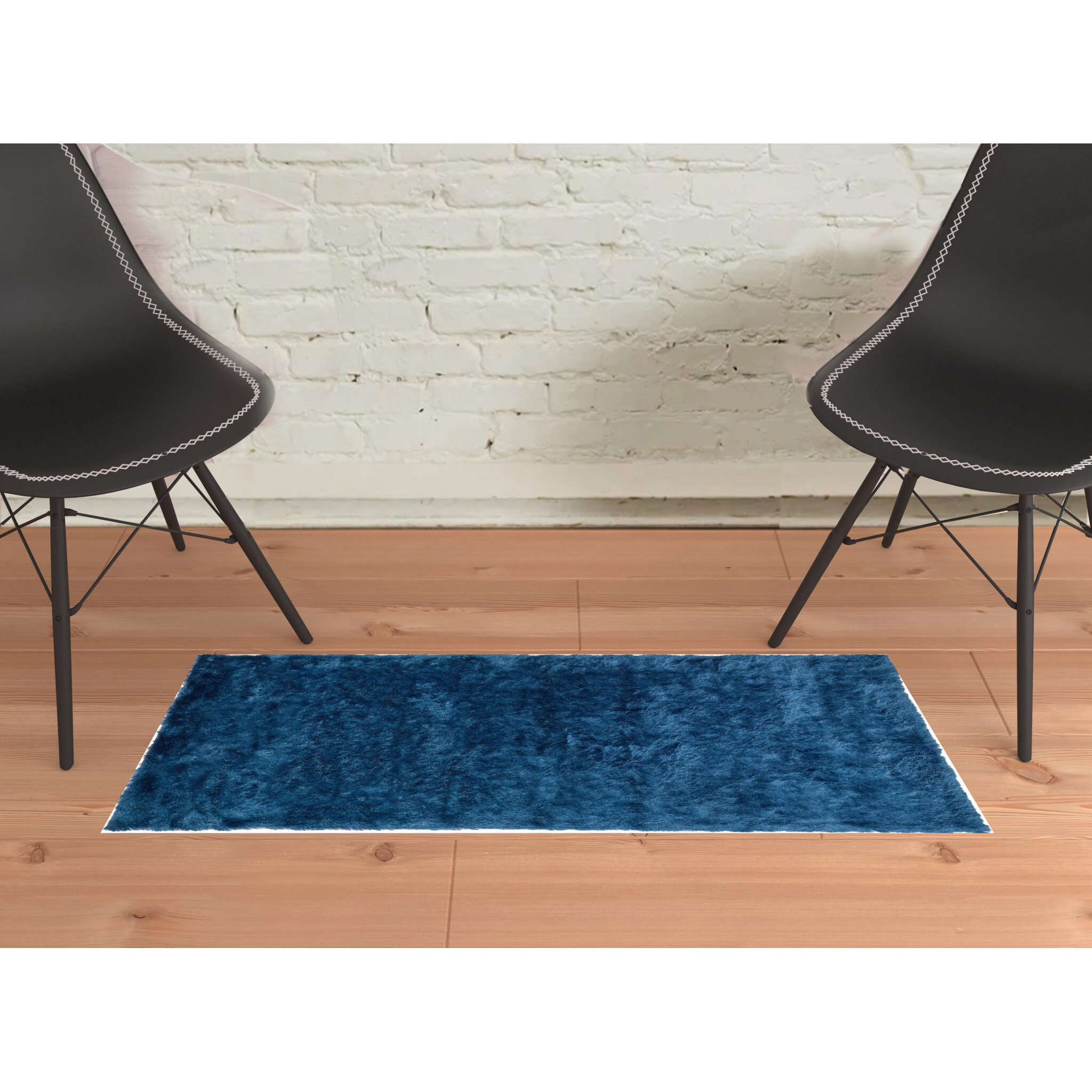 2 X 3 Blue And green Shag Tufted Handmade Area Rug