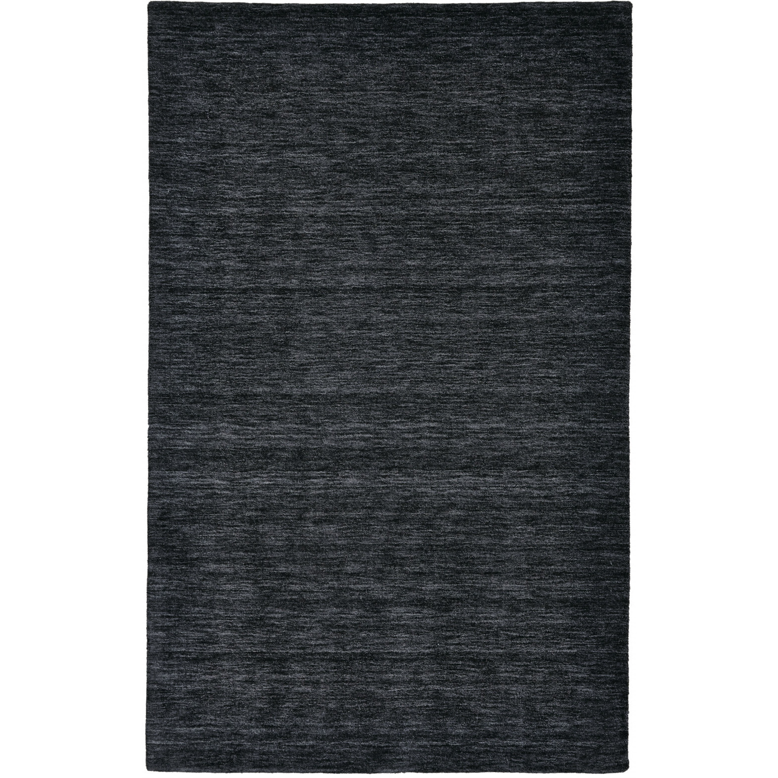 5 X 8 Black Wool Hand Woven Stain Resistant Area Rug
