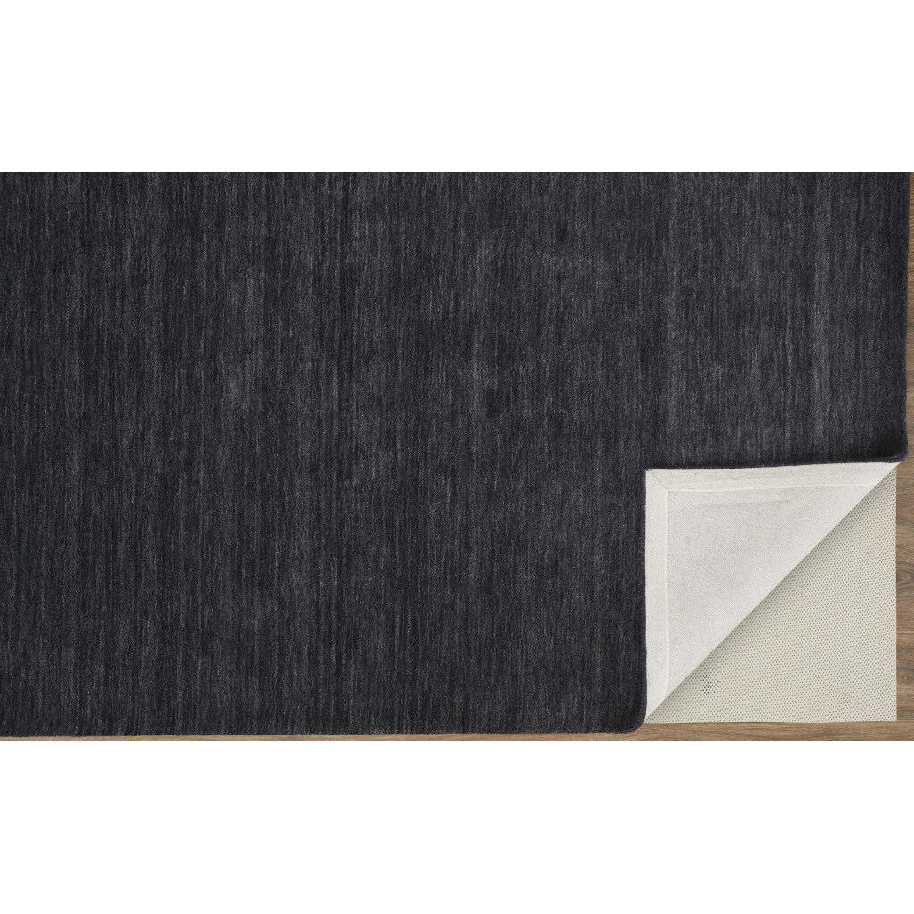 5 X 8 Black Wool Hand Woven Stain Resistant Area Rug