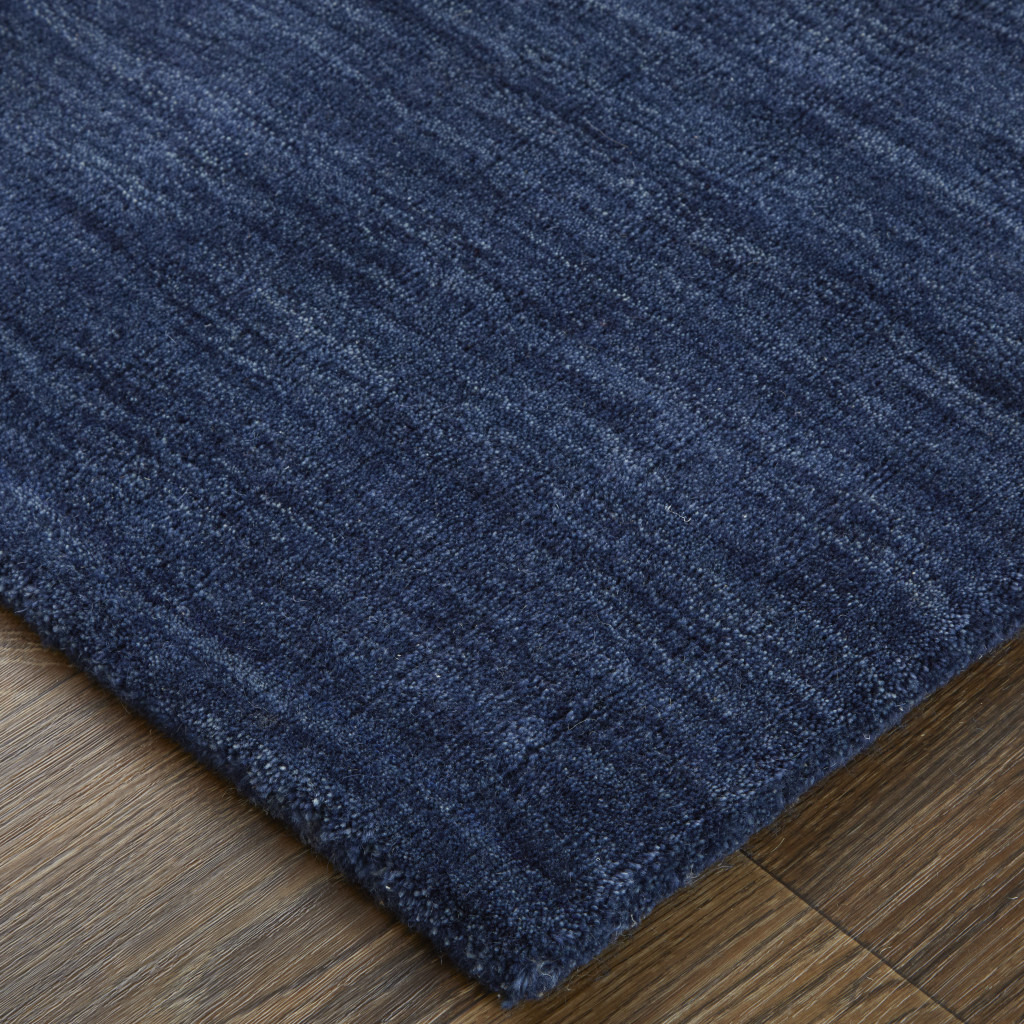 5 X 8 Blue Wool Hand Woven Stain Resistant Area Rug