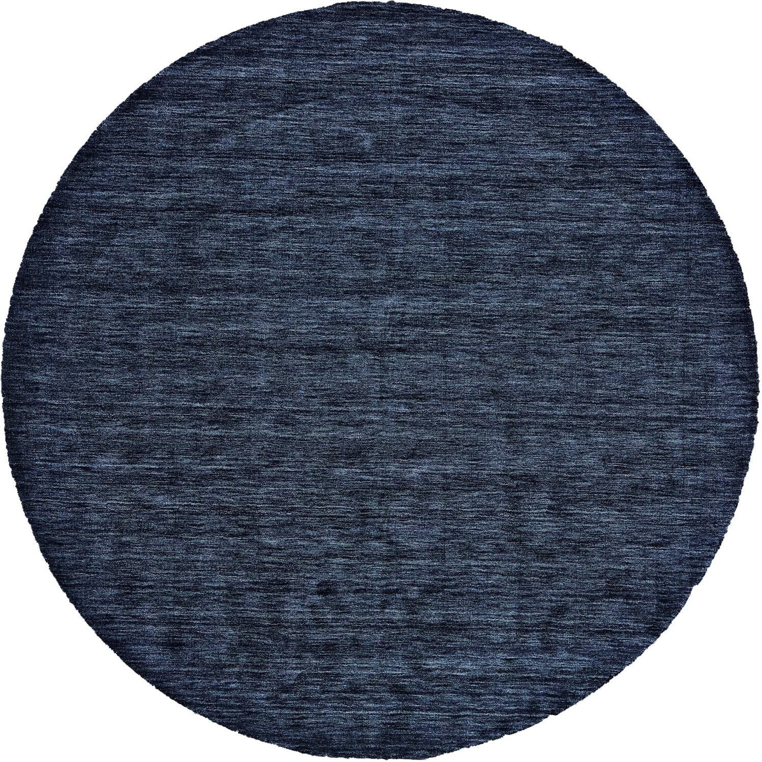 8 Blue Round Wool Hand Woven Stain Resistant Area Rug