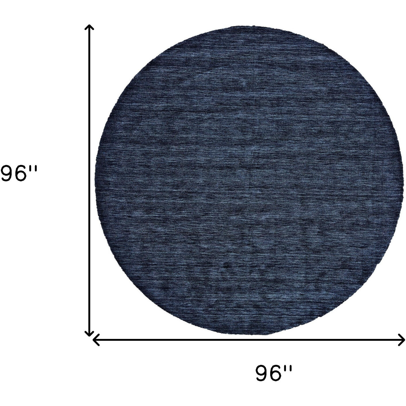 8 Blue Round Wool Hand Woven Stain Resistant Area Rug