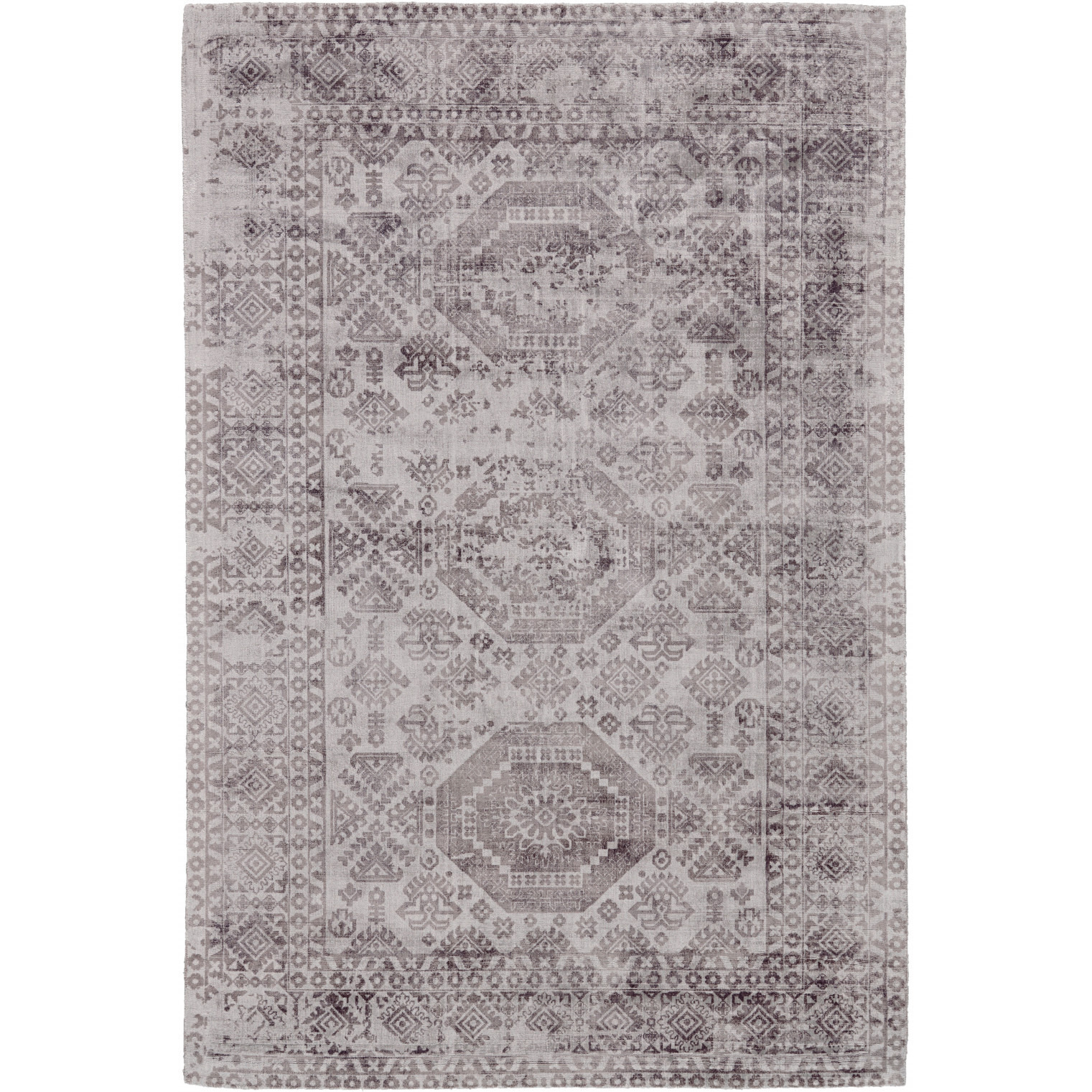 5 X 8 gray And Purple Abstract Hand Woven Area Rug