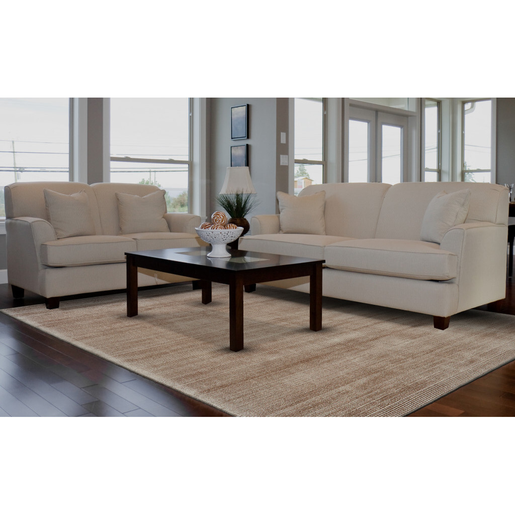 5 X 8 Tan Ivory And Taupe Hand Woven Area Rug