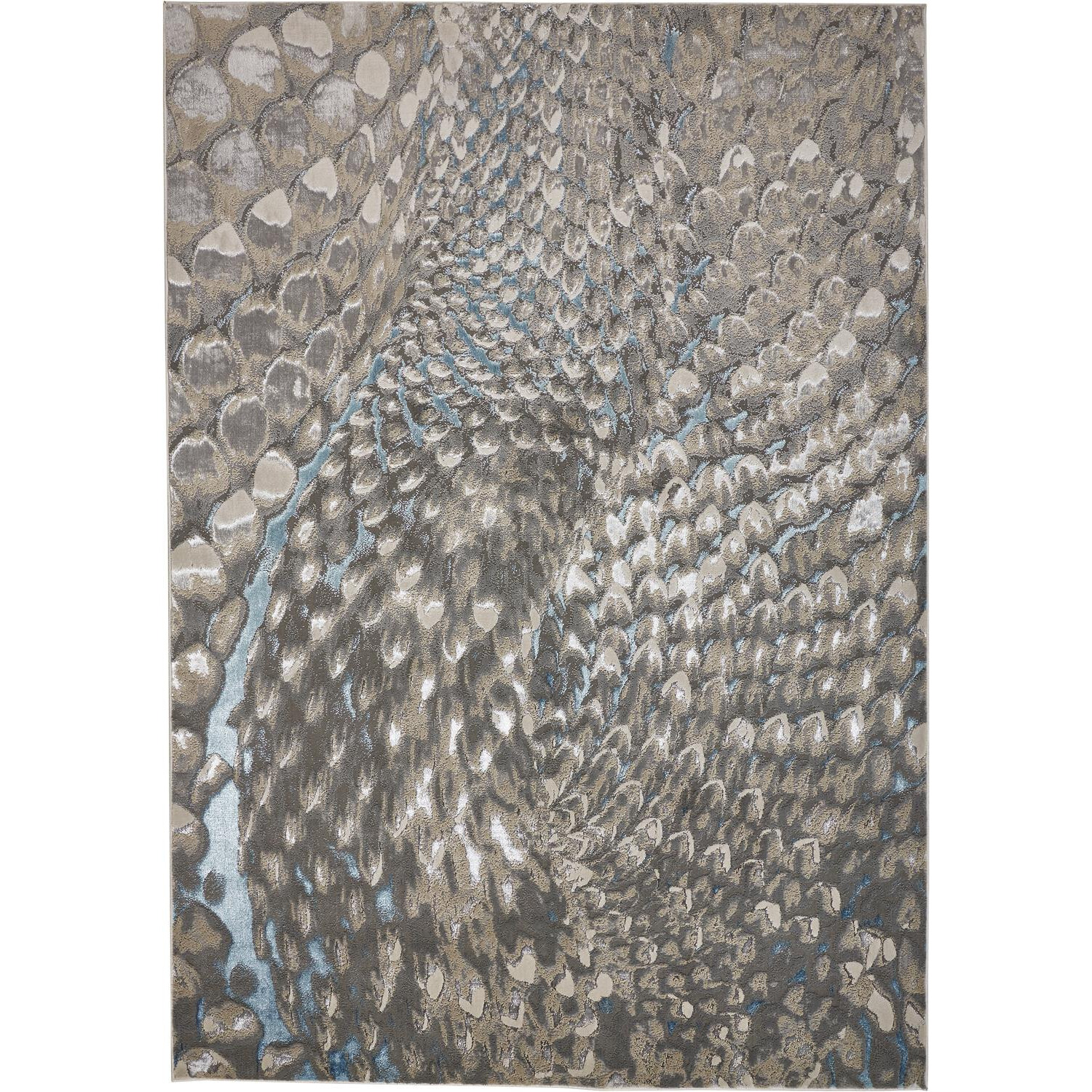 5 X 8 Blue Silver And gray geometric Stain Resistant Area Rug