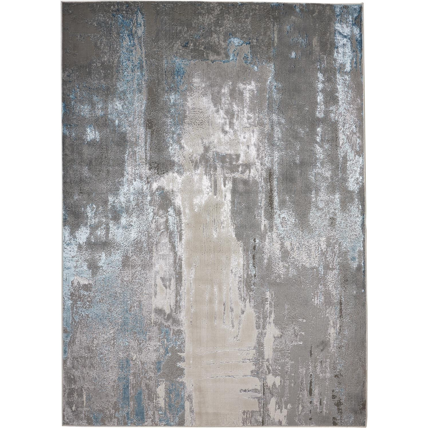 4 X 6 gray Ivory And Blue Abstract Area Rug