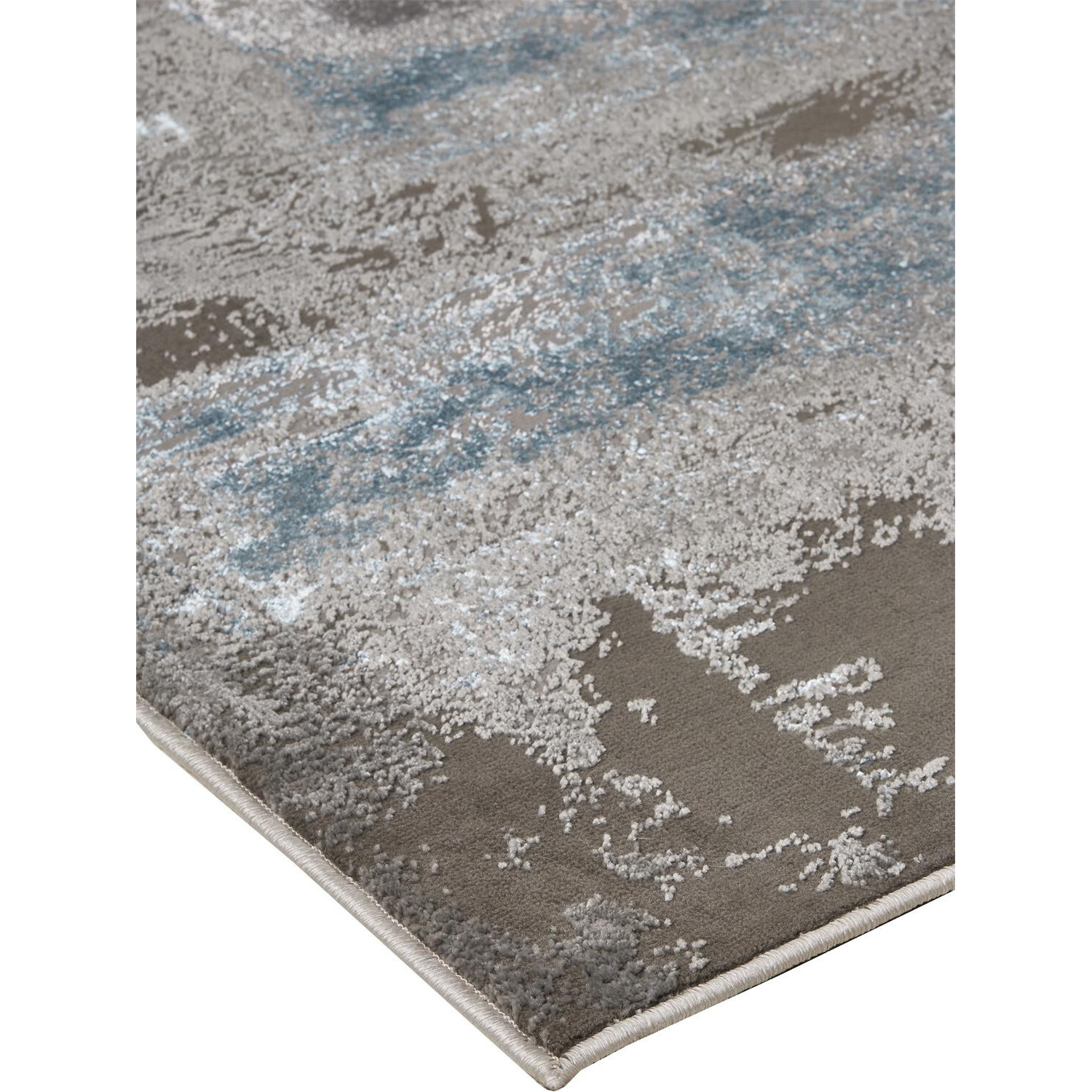 4 X 6 gray Ivory And Blue Abstract Area Rug