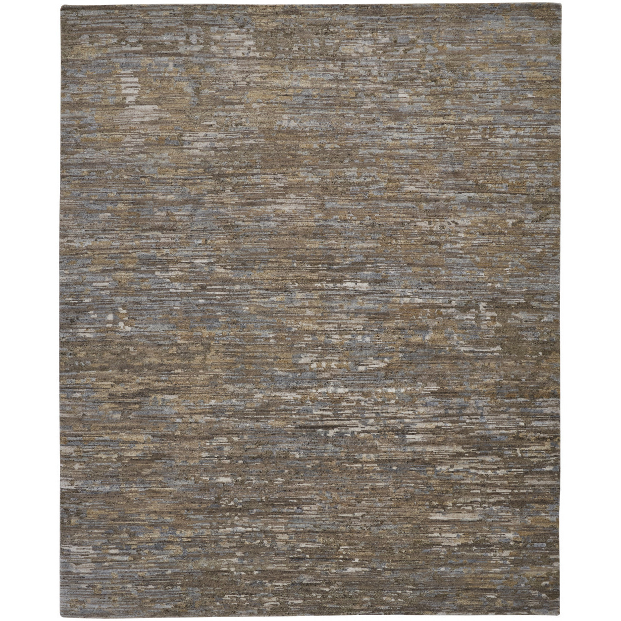 9 X 12 Brown And gray Wool Abstract Hand Knotted Area Rug