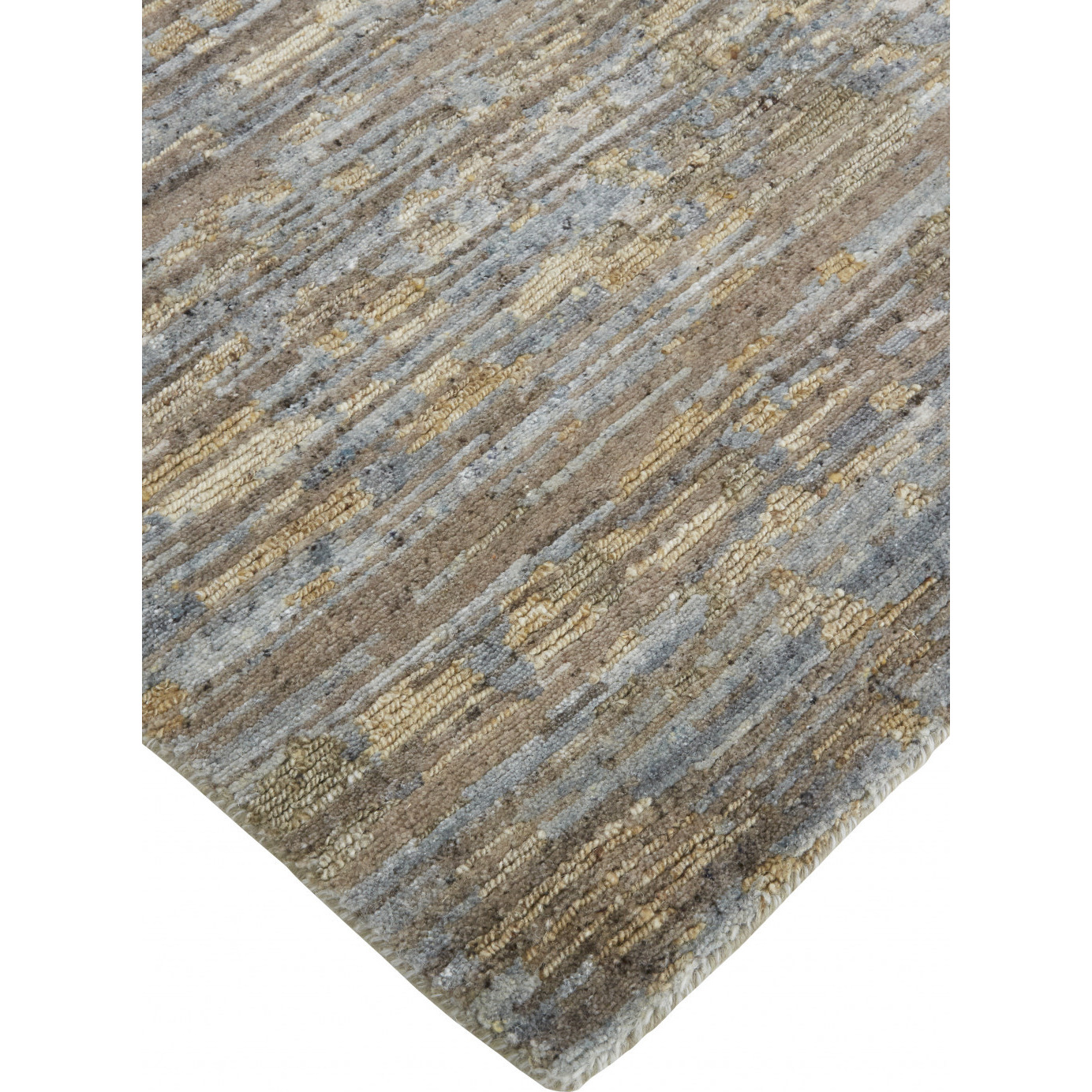 9 X 12 Brown And gray Wool Abstract Hand Knotted Area Rug