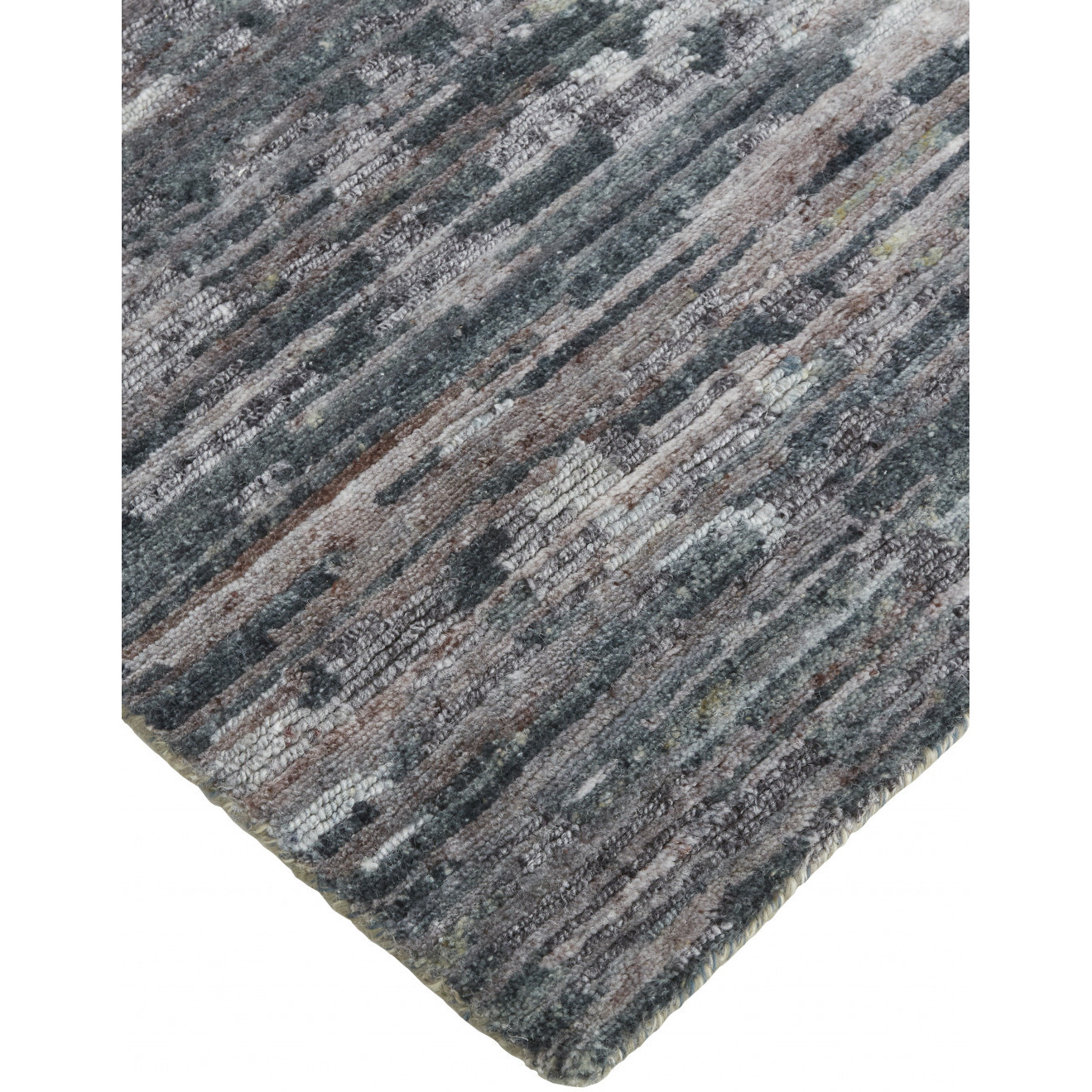 2 X 3 Blue And gray Wool Abstract Hand Knotted Area Rug