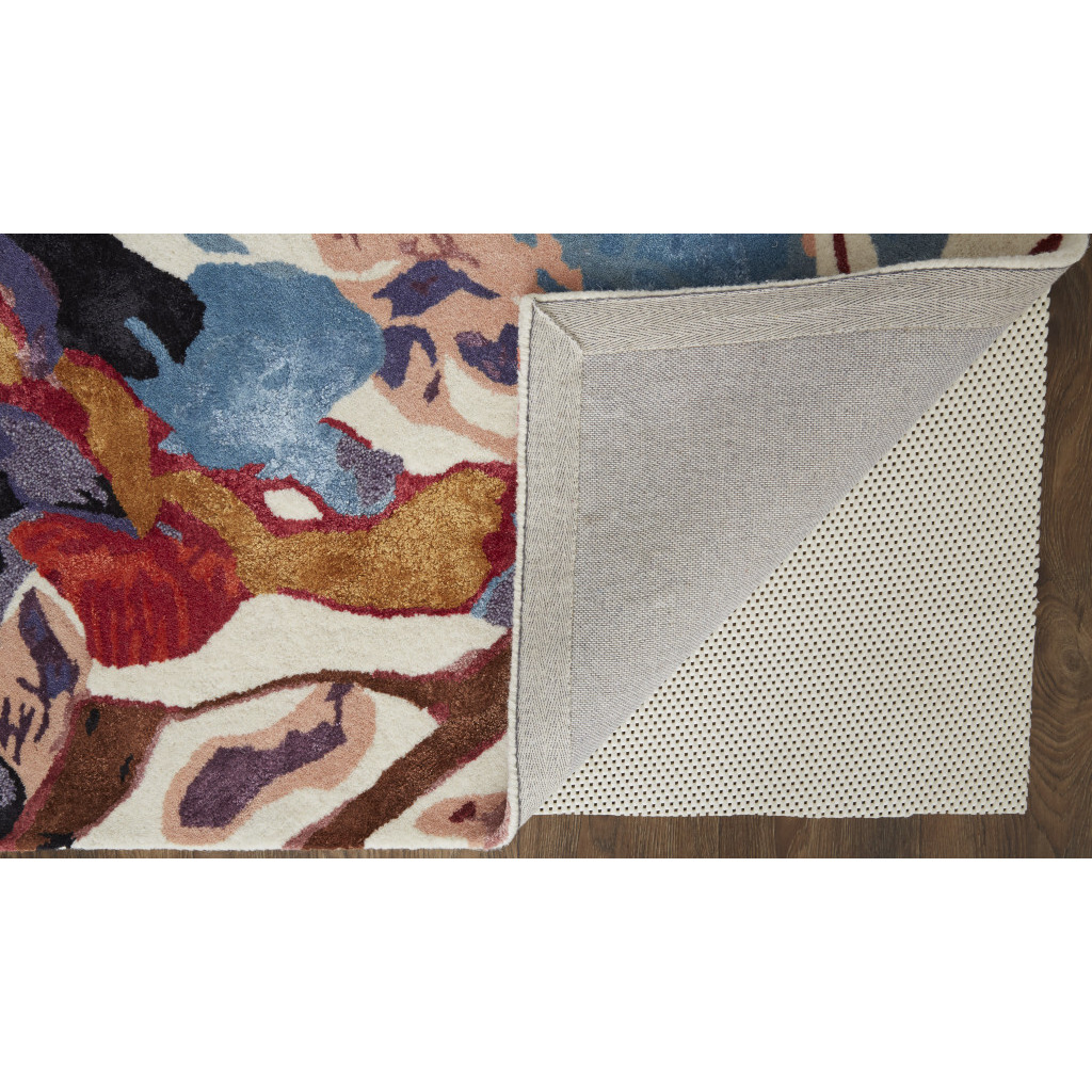 4 X 6 Red Blue And Purple Floral Tufted Handmade Area Rug