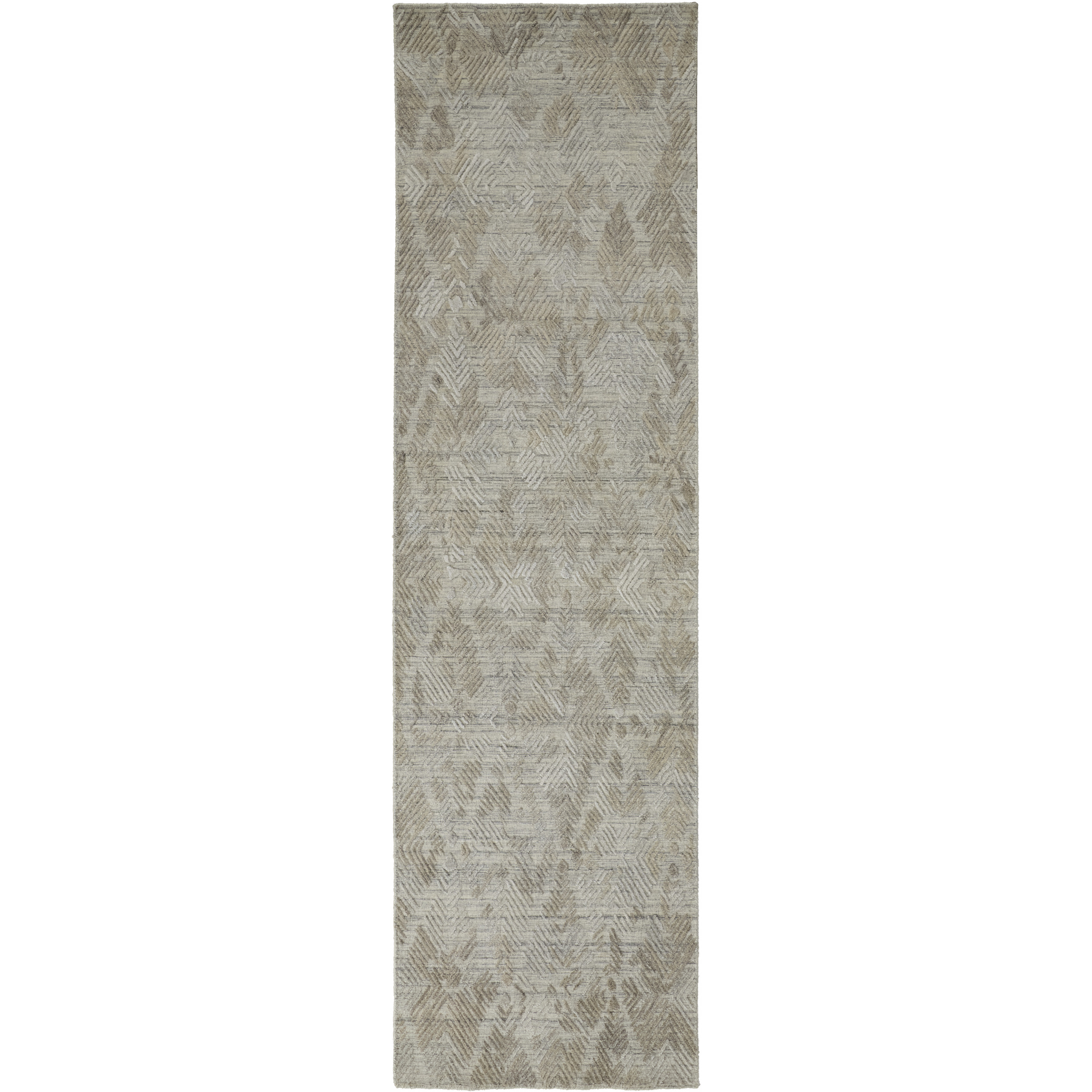 8 gray And Taupe Abstract Hand Woven Runner Rug